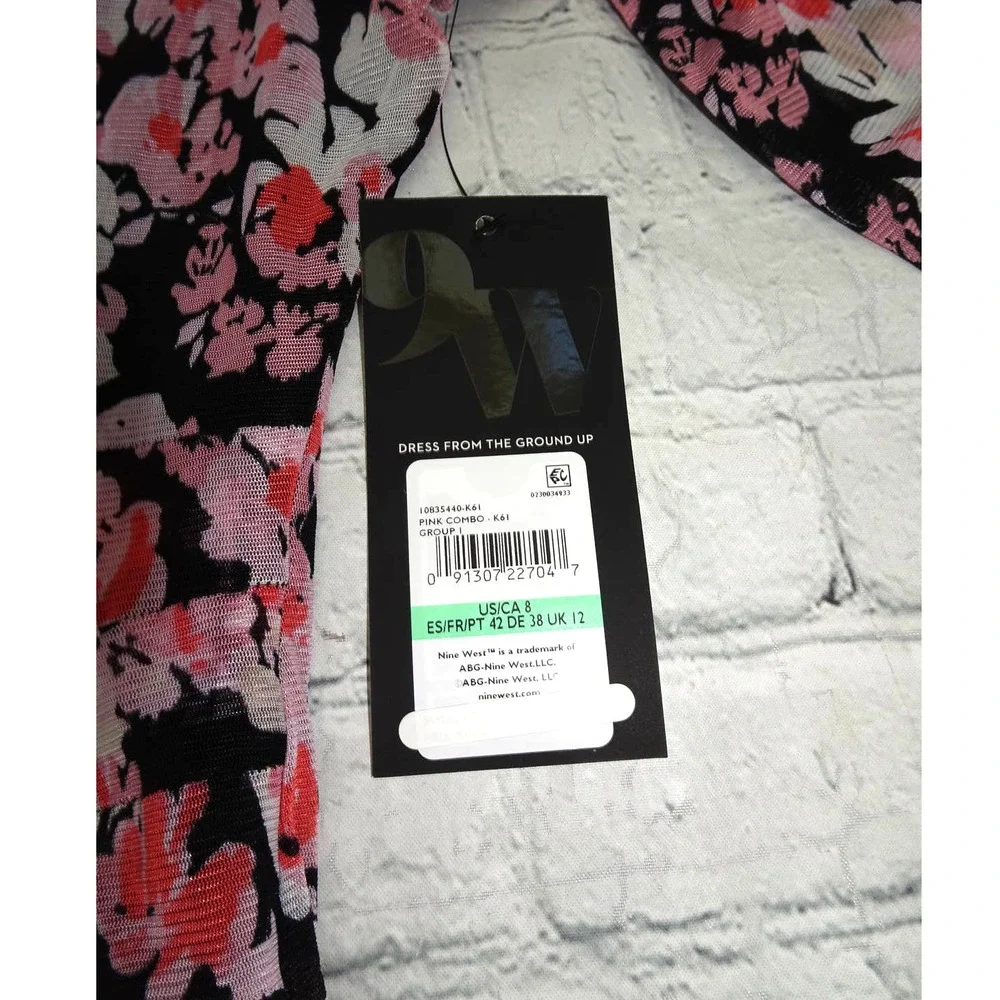 Nine West Women's Crew Neck Long Sleeve Floral Dress, Size 8 NWT - Picture 3 of 3